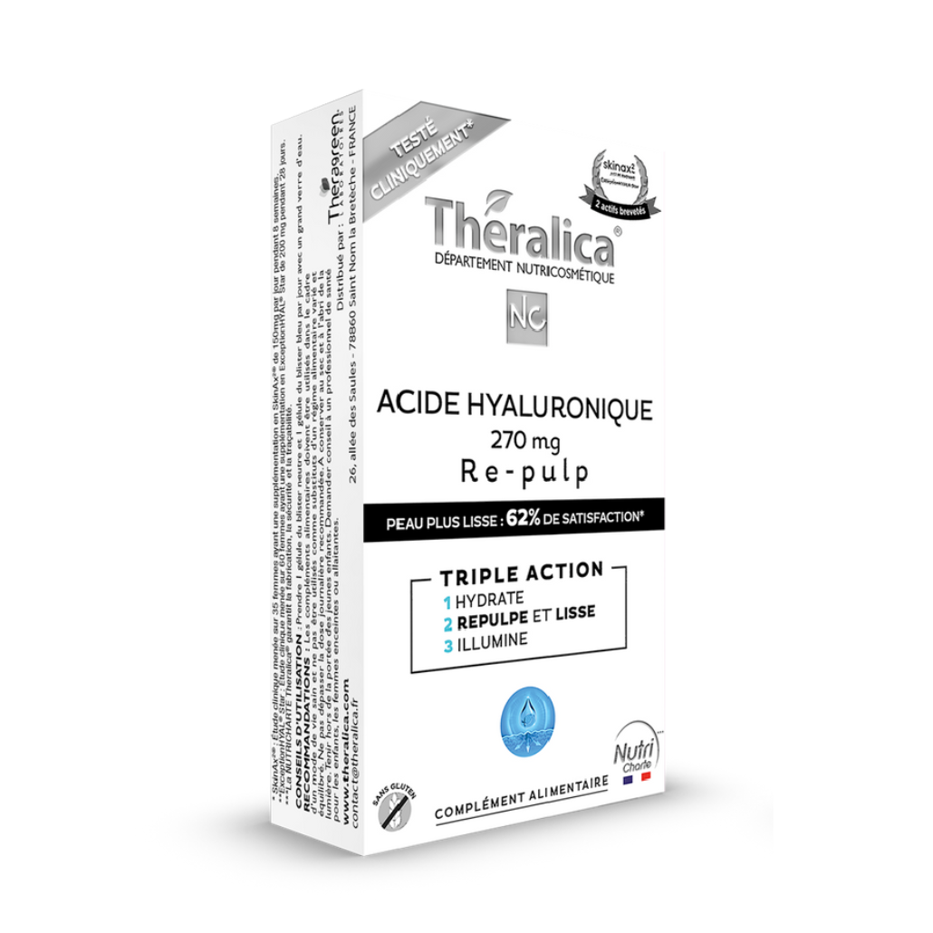 Acide Hyaluronique RE-PULP Theralica — complément alimentaire hydratation et repulpage — 30 gélules